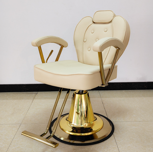 QUMENG Chaise de barbier pivotante inclinable en cuir PU avec rotation à 360 degrés et hauteur réglable, dorée, fabriquée en Chine - Product Image 1