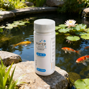 Test de qualité de l'eau pour <span class=keywords><strong>aquarium</strong></span> 6 en 1 avec bandelettes de test de pH, de carbonate, de dureté, de chlore, de <span class=keywords><strong>nitrite</strong></span> et de nitrate, 100 bandelettes - Product Image 1