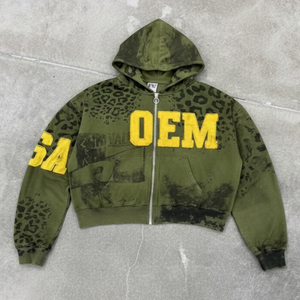 เสื้อฮู้ดดี้ผู้ชายพิมพ์ลายเสือดาว 400 GSM ทรงบ็อกซี่ สตรีทแวร์ ซิปหน้า ปักลาย ปักดิจิตอล พิมพ์ลายตามสั่ง OEM - Product Image 1