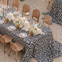 Nappe Moderne Lavable en Polyester Jacquard Tissé Géométrique Diamant Multicolore, Housse de Table Décorative pour Mariage et Banquet en Extérieur