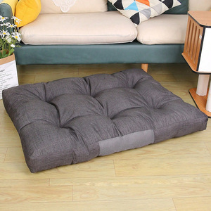 Coussin pour chien épais gris 98x77x12cm, rectangulaire, garnissage en fibre de polyester, matelas quatre saisons pour chiens - Product Image 2