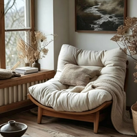 Fauteuil de salon moderne en bois massif avec rembourrage doux, fauteuil individuel pour salon, chambre, hôtel et villa, décoration intérieure