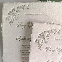 Tarjeta de Invitación de Boda Personalizada con Relieve Exquisito, Papel Hecho a Mano con Borde Decorativo para Invitaciones de Ceremonia de Matrimonio y Fiesta de Compromiso