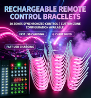 Bracelet LED rechargeable en silicone, télécommande, 15 couleurs, bracelet lumineux étanche, bracelet lumineux, logo personnalisé