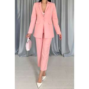 Conjunto de Traje Rosa para Mujer, 100% Poliéster, Antiarrugas, Ropa Formal - Product Image 2