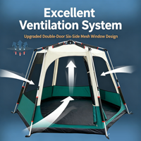 Tente de camping automatique 2-en-1 grande taille pour toutes les saisons, avec auvent, double couche, base Oxford imperméable, taffetas argenté, pour l'extérieur