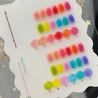 Kit de Couleurs Fluorescentes pour Nail Art : Gel Effet Lait, Verre, Pudding, Bonbon, Macaron, et Huile de Photothérapie – 12 Couleurs Vives