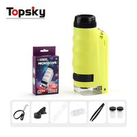 Juguete Educativo STEM para Niños TOPSKY, Microscopio de Bolsillo de Plástico con Lentes de Vidrio 50-250x, Portátil, Funciona con Pilas AAA