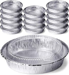 Bandejas Redondas de Papel de Aluminio Desechables de 7, 8 y 9 Pulgadas para Freidora de Aire con Tapa de Papel, Reciclables, de Grado Alimenticio, para Envasado de Alimentos - Product Image 3