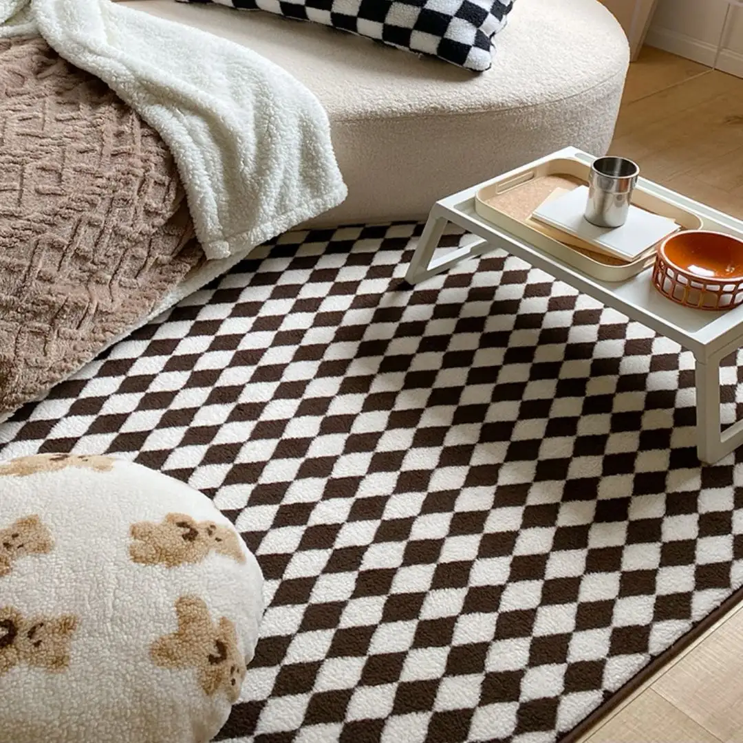 Kabarık halı halı satranç tahtası desen kilim taklit kuzu derisi alan kilim oturma odası