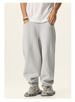 Pantalon de survêtement en polaire pour hommes, poids lourd 350g/m2, coupe décontractée, jambe droite, jogging, décontracté, unisexe, blanc, baggy, harem, pantalon de survêtement à jambes larges