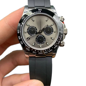 Montre mécanique de luxe haut de gamme pour homme, à succès en 2025, avec fonction chronographe, cadran gris et bracelet en caoutchouc - Product Image 1