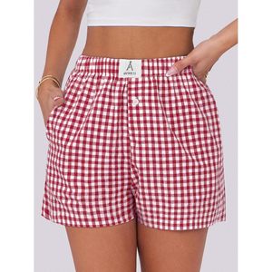 Anrabess Gingham <b>Shorts</b> Skirt <b>Women</b> 100% Cotton Oxford Breathable Plaid Summer Casual Lounge Wear - Product Image 5