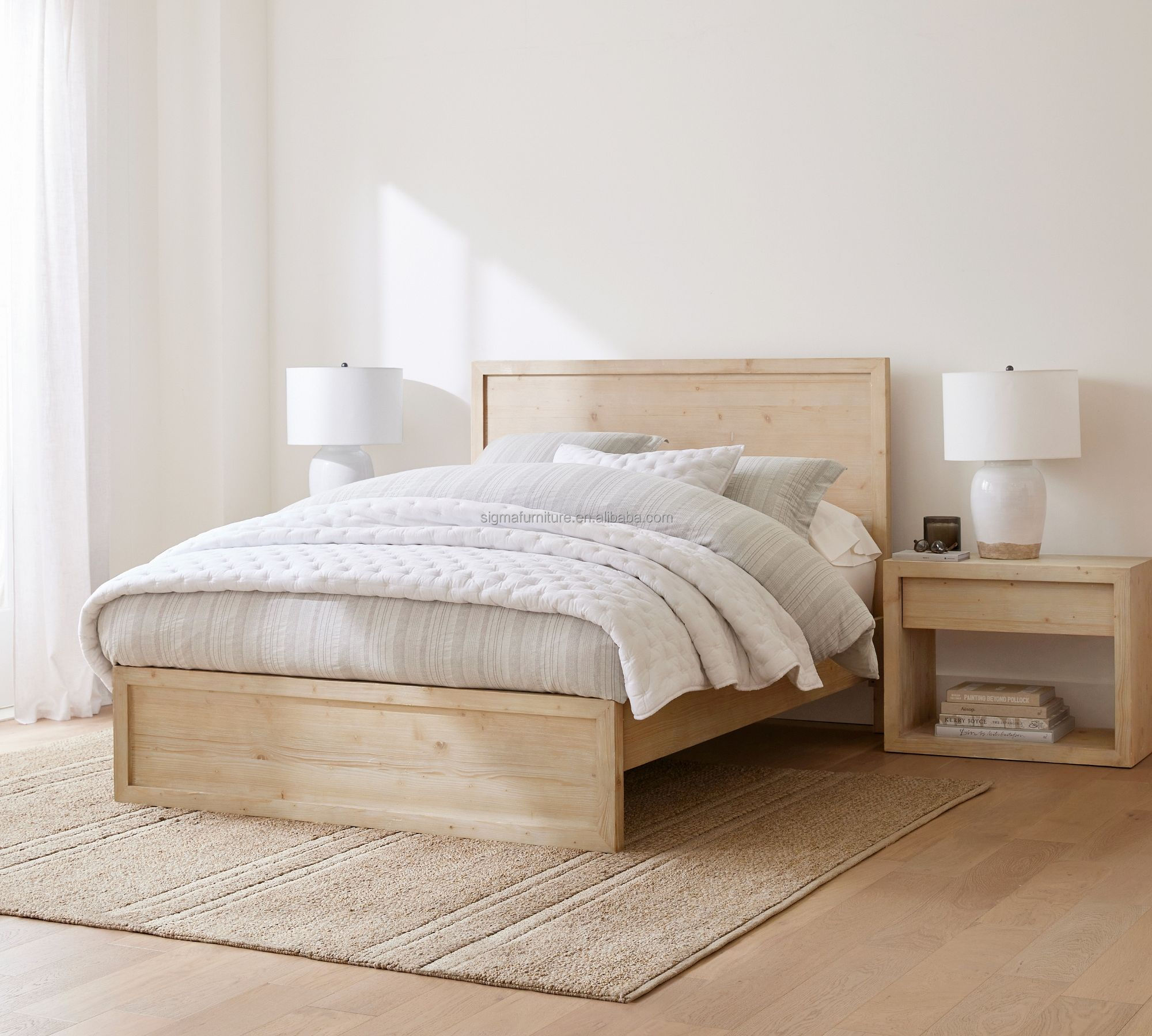 High quality farmhouse modern bedside chest table with drawers nightstand wood cupboard