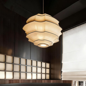 Lustre rond de style chinois moderne, lampe à six têtes E27 à économie d'énergie pour la maison, la chambre, la salle de thé, l'hôtel, le restaurant - Product Image 1