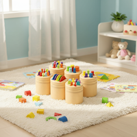 Juego de Juguetes Educativos de Madera Montessori para Niños de 2 a 6 Años |   Rompecabezas de Clasificación de Colores y Formas, Tamaño Personalizado 7x7x5