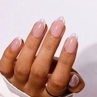 Kit de vernis à ongles en gel satiné blanc nacré français avec colle, ongles acryliques flexibles de haute qualité, minimalistes, à presser