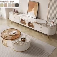 Meuble TV moderne de luxe 2026 en bois et marbre avec tiroirs extensibles, design flottant blanc pour salon, chambre, appartement, entrée