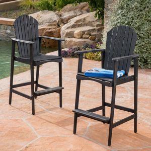 DB Outdoor Lot de 2 tabourets de bar Adirondack en bois d'acacia gris foncé-Chaises Premium - Product Image 1