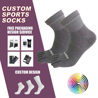 Chaussettes athlétiques respirantes à cinq doigts avec logo couleur personnalisé pour sports de plein air, course à pied, légères, avec bord élastique et orteils séparés