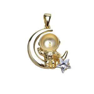 Colgante de Plata S925 Hecho a Mano, Accesorio DIY, Serie Espacial con Cabeza de Astronauta Colgante, Soporte Vacío para Perlas de 8-9 mm, Dijes con Patrón de Número 4918 - Product Image 3