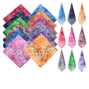 Bandana de lenço quadrado para uso ao ar livre, lenço para sol, turbante, padrão, 100% algodão, desenho personalizado, multifuncional, com gradiente, para cor e tamanho