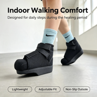 Botte de récupération post-opératoire à tige haute pour décompression de l'avant-pied, avec protection d'orteil amovible, maille 3D, Velcro et cale en TPR, pour hallux valgus, vente en gros