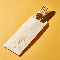 Pochette d'emballage écologique personnalisée, enveloppe, sac, manchons en papier pour couverts de restaurant (baguettes, cuillères, couteaux et fourchettes)