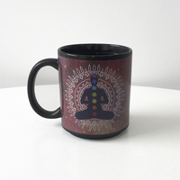 Chakra vente en gros 11oz magique chaleur changeante tasse à café noire tasse en céramique avec poignée tasse imprimée