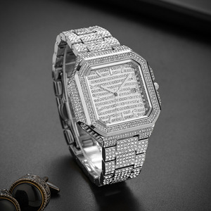 Reloj de Hombre con Incrustaciones de Diamantes de Corte Cuadrado, Pulsera con Diamantes Estilo Hip-Hop, Reloj Masculino - Product Image 2