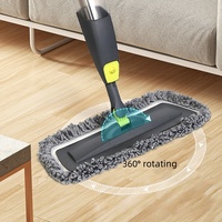 Tampon de nettoyage haute performance remplaçable, rechargeable, avec manche plat en aluminium et plateau en plastique pour le nettoyage des sols en bois, parquet, céramique et carrelage