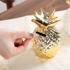 Tirelire Ananas Doré Tendance en Céramique, Ornement Créatif pour Décoration <span class=keywords><strong>de</strong></span> Bureau à Domicile - Product Image 2
