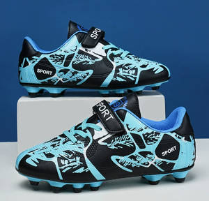 Chaussures de football TF pour enfants, chaussures de football légères, sangle Velcro, crampons d'entraînement en salle, imprimé à motifs - Product Image 2