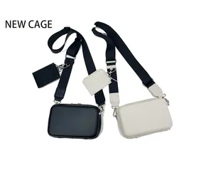 Logotipo personalizado Marca Elegante Impermeável Durável Outdoor Crossbody Bag Homens Pu Couro Quadrado Forma Bolsas E Bolsas Sling Bag