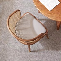 Chaise de salle à manger en rotin de luxe à lumière rétro simple fauteuil simple en bois massif pour café maison bureau hôtel
