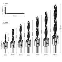 Ensemble de forets à fraiser en titane HSS professionnel 4 pièces 3-6mm alésoir à chanfrein pour projets de bricolage de menuiserie à bois