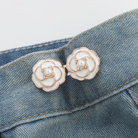 Celana Jeans pengencang pinggang longgar, Jeans pin Sew tanpa celana instan bunga aster dapat disesuaikan kancing Jeans dapat dilepas