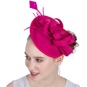 Sombreros Fascinadores de Plumas de Avestruz Amarillas y Cáñamo, Estilo Británico <span class=keywords><strong>Retro</strong></span>, Moda Femenina, Simples, para Fiestas de Té y Cócteles - Product Image 1