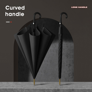 <span class=keywords><strong>Parapluie</strong></span> droit automatique à 8 os pour hommes d'affaires pour adultes avec impression de logo personnalisé Parasol en caoutchouc noir avec poignée incurvée Impression UV - Product Image 2