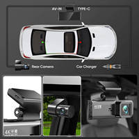 Nouvelle caméra embarquée 4K+1080P avant et arrière, DVR de voiture, contrôle par application, écran de 3,18 pouces, caméra embarquée, boîte noire, double objectif, WiFi, GPS, vision nocturne