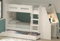 Lits superposés en bois massif de pin blanc avec lit gigogne de bureau pour chambre à coucher meubles de maison invités ou de stockage-contreplaqué MDF et métal