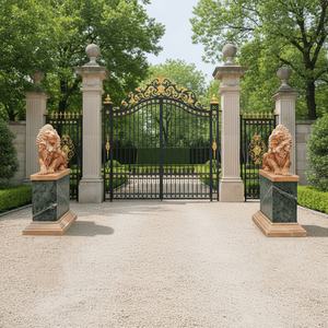 Grandes Esculturas de Leones de Mármol para Exteriores, Estatuas Decorativas de Leones de Mármol de Tamaño Real para Jardín, Esculturas de Animales de Piedra - Product Image 3