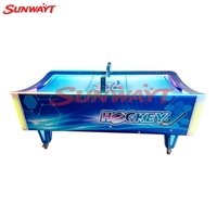 SUNWAYT SW-YP7 Machine de jeu d'arcade de hockey sur air de table en métal à monnayeur pour 2 joueurs, prise en charge de la langue anglaise, alimentation 110/220V