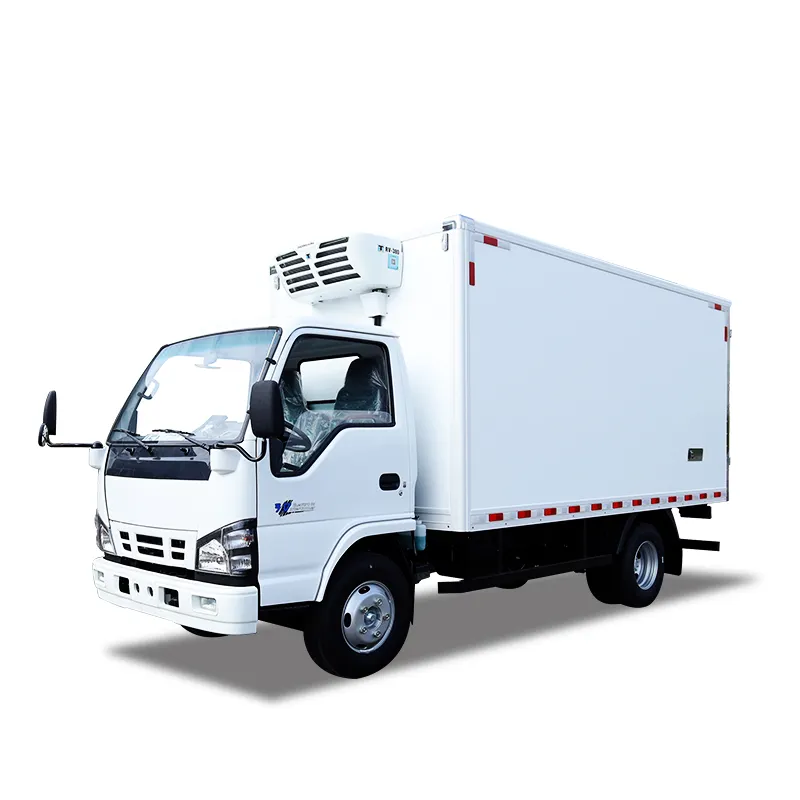 Isuzu NKR Diesel Camiones冷蔵冷凍庫サーモキング5トン食品肉魚輸送用冷蔵庫トラック