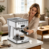 Machine à café expresso Anbolife, vente en gros d'usine, OEM, 1,8 L, affichage de la température LED, 5 boutons tactiles, pour la maison et le commerce
