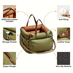 Siège de voiture pour chien et chat en cuir PU personnalisable, luxueux, rembourré en coton, résistant aux rayures et imperméable - Product Image 4