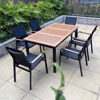 Table d'extension en aluminium en plastique bois pour jardin extérieur Place Patio meubles empilables Tables d'extérieur chaise