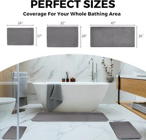 Water Absorption Non-Slip <b>Bath</b> Rug U-Shaped Toilet Mats Memory Foam Bathroom Mat <b>Set</b> - Product Image 5