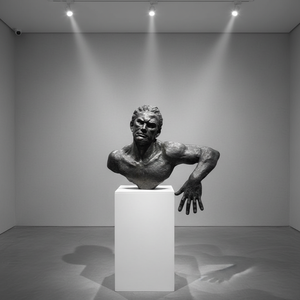 Sculpture murale en bronze coulé sur mesure, figurine grimpante, sculpture moderne en bronze 3D, homme grimpant - Product Image 1