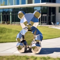 Statue d'ours géant en acier inoxydable géométrique de jardin extérieur personnalisé